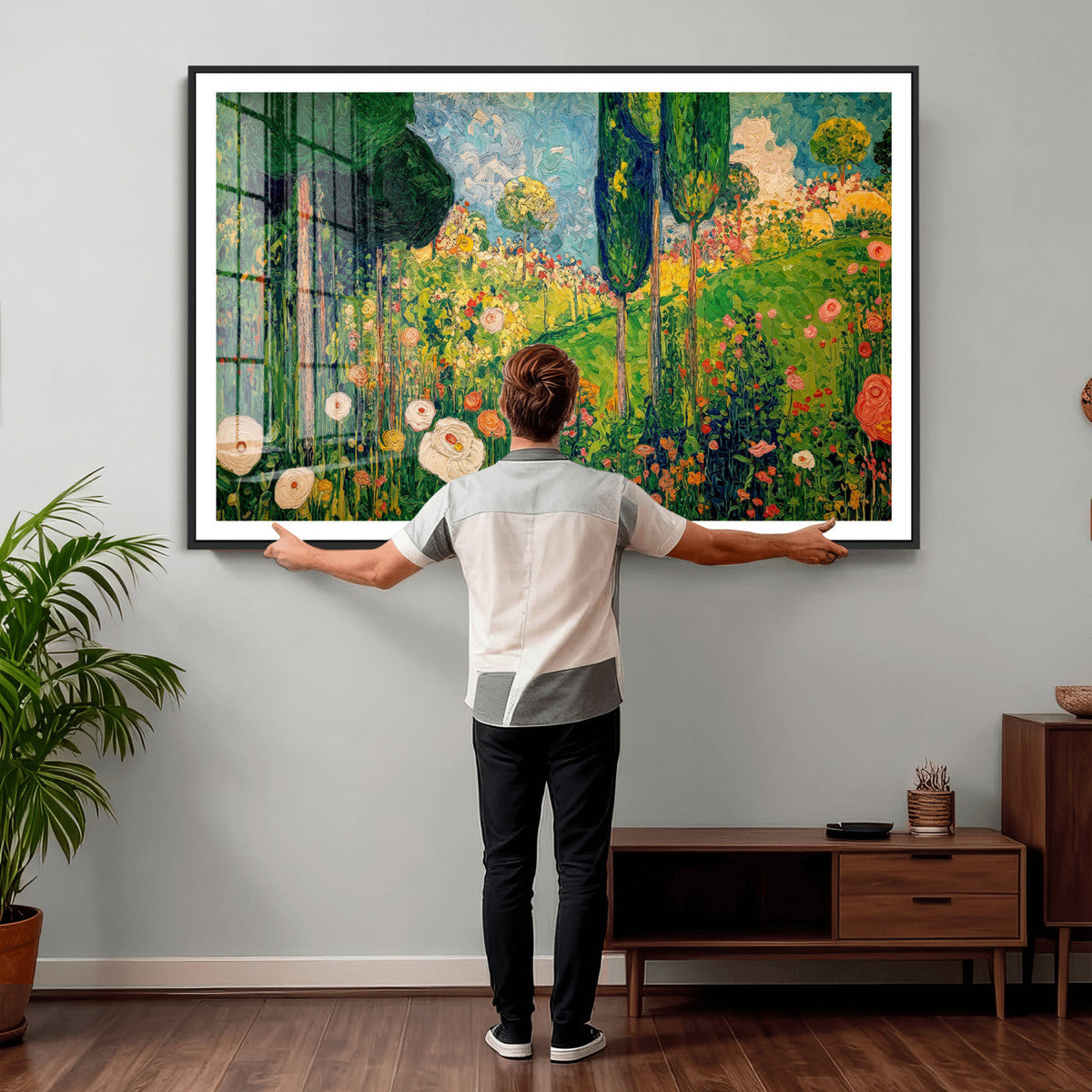 Gustav Klimt Boho Mountain Landscape Large Wall Art,