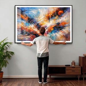 Lyrical Abstraction Wall Art Canvas Print, Orange Blue