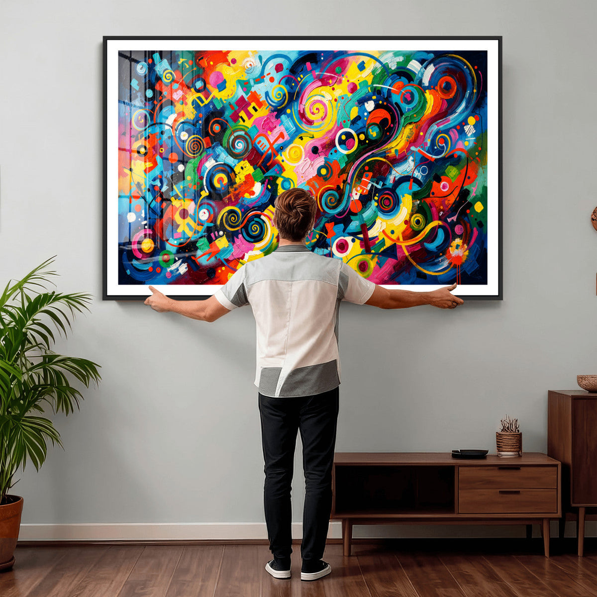 Geometric Abstract Wall Art Canvas Print, Bold Color