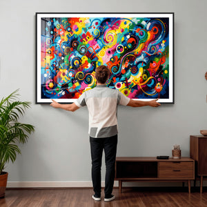 Geometric Abstract Wall Art Canvas Print, Bold Color