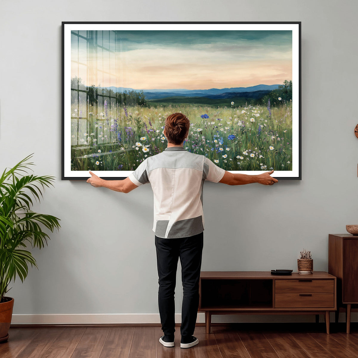 Wildflower Meadow Oil Painting Canvas — Daisy Lavender