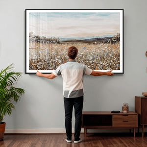 Neutral Wildflower Field Canvas Wall Art — Beige Earth Tone
