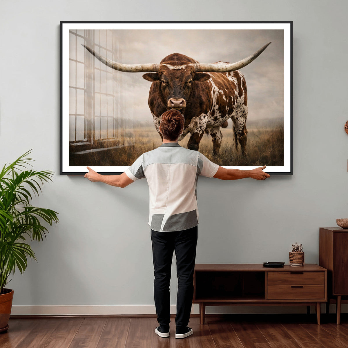Texas Longhorn Canvas Wall Art Western Bull Desert Moody