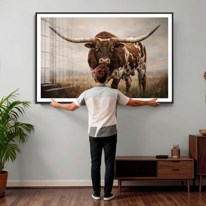 Texas Longhorn Canvas Wall Art Western Bull Desert Moody
