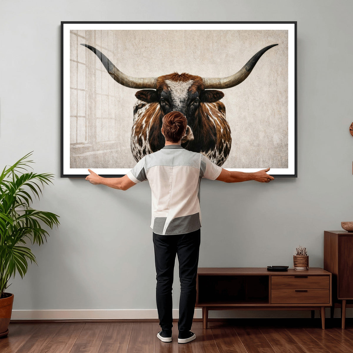 Texas Longhorn Canvas Wall Art Western Bull Desert Moody