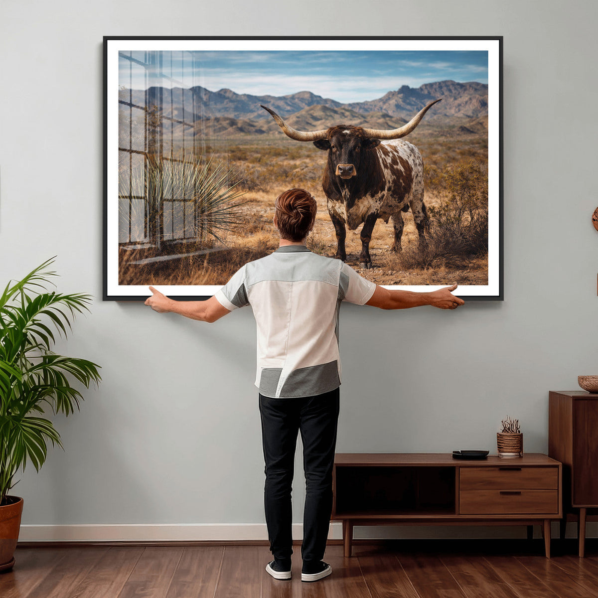 Texas Longhorn Canvas Wall Art Western Bull Desert Moody