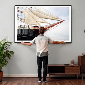 Sailboat Wall Art Canvas Print, Vintage Ship Bow Framed