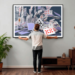 Playing Cards Canvas Wall Art | Casino Game Room Decor,