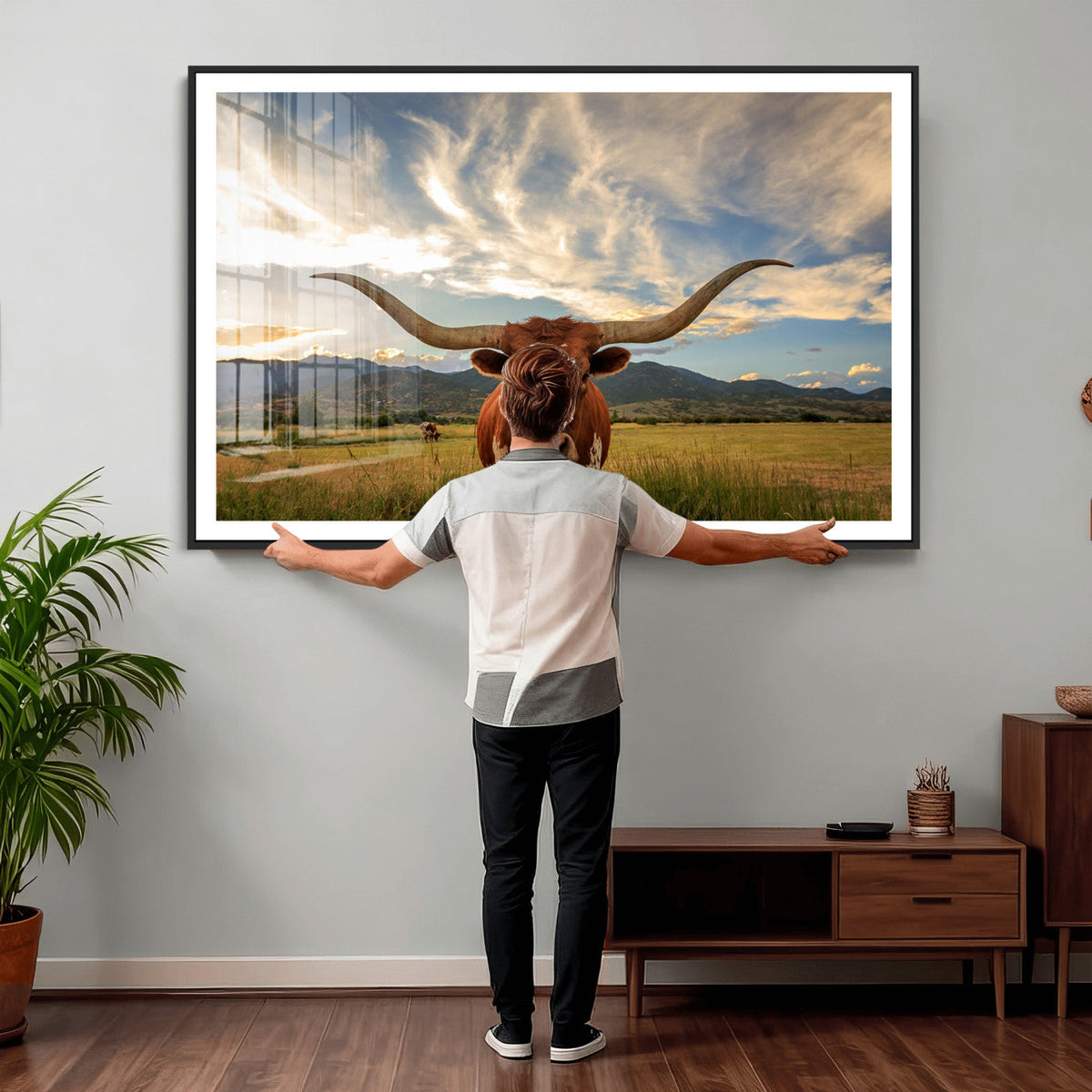 Texas Longhorn Canvas Wall Art – Majestic Triptych Animal
