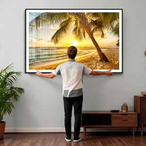 Beach Sunset Canvas Wall Art Print - Tropical Beach Canvas