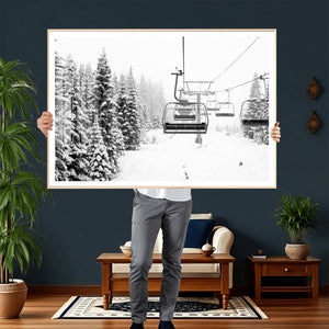 Ski Wall Art - Ski Lift Wall Art Canvas Print Snow Covered