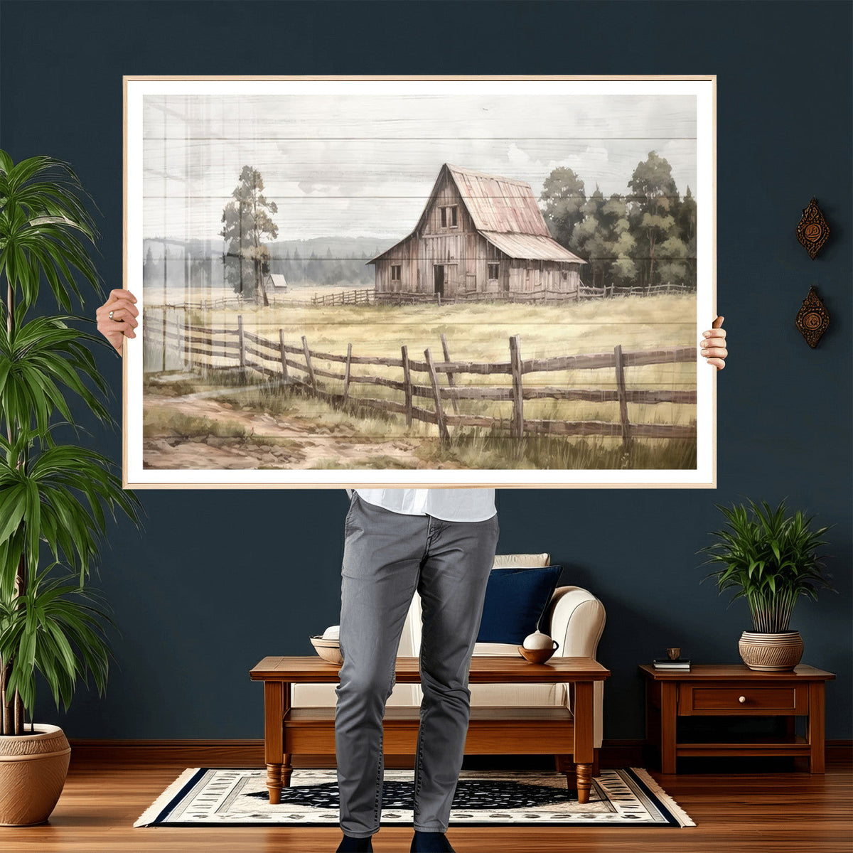 Rustic Farmhouse Barn Wall Art | 3-Panel Framed Gallery Wrap