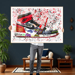 Jordan Shoes Graffiti Wall Art Canvas Print- Jordan Graffiti