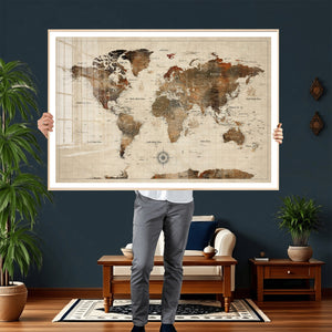 World Map Canvas Print – Framed Detailed Map of the World