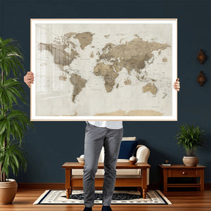 Detailed World Map Wall Art Canvas Print