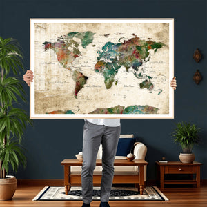 World Map Canvas Print – Framed Detailed Map of the World