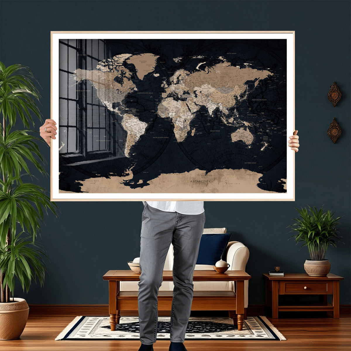 Grunge Wall Art World Map Canvas Print