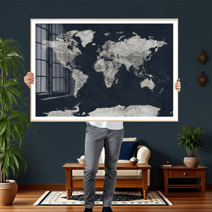 Colorful Watercolor World Map Canvas Print – Vibrant Framed