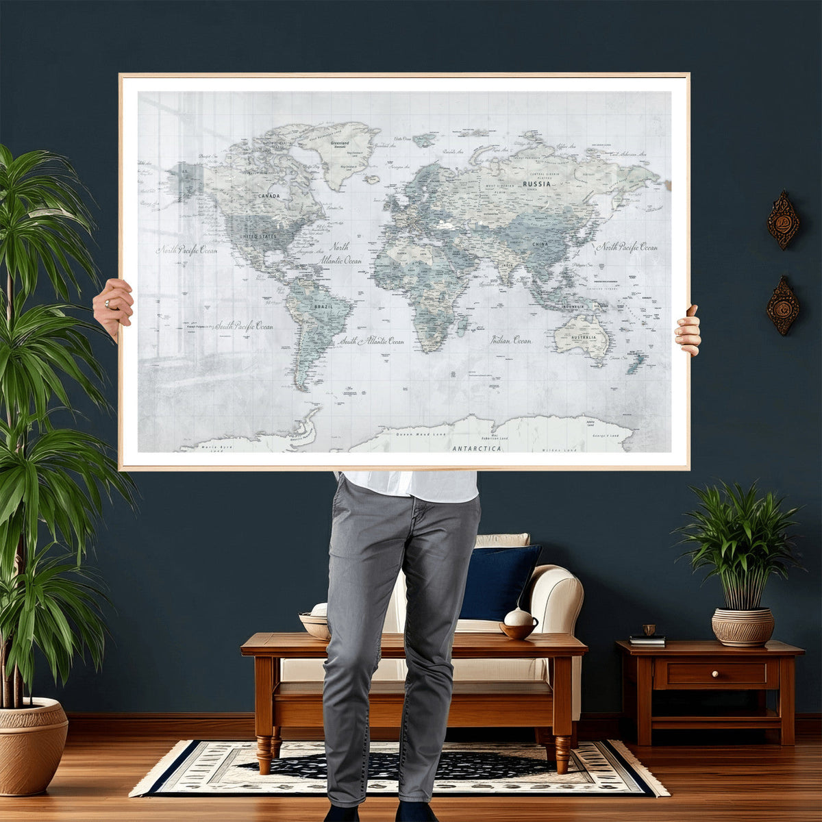 World Map Canvas Print – Detailed Map of the World Wall Art