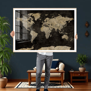 Push Pin World Map Canvas Wall Art Print, Interactive Travel