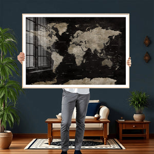 Detailed World Map Wall Art Print - Large Framed World Map