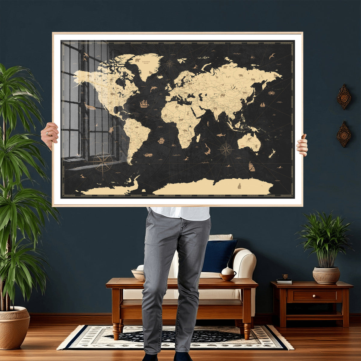 World Map Canvas Print – Detailed Map of the World Wall Art