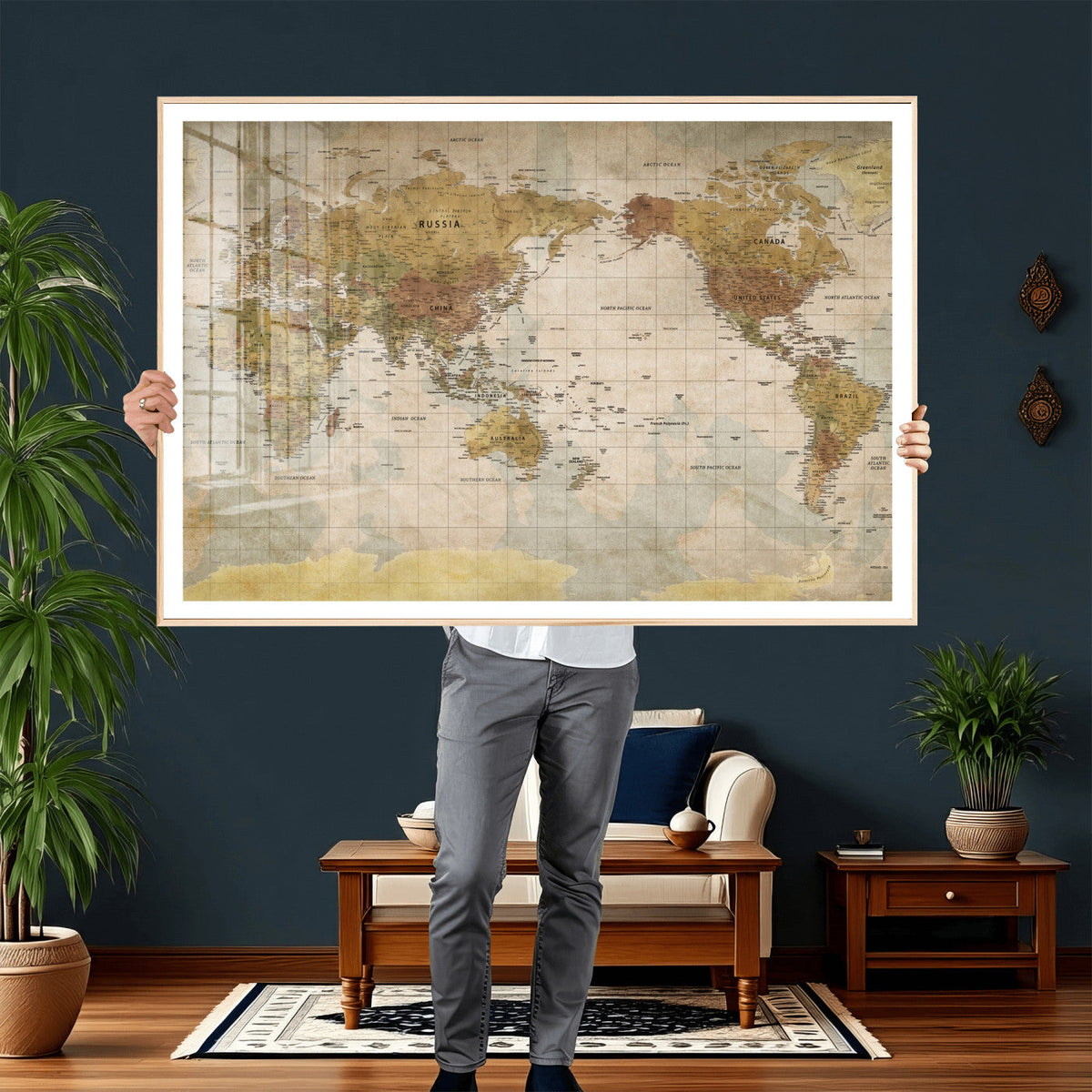 World Map Canvas Print – Detailed Map of the World Wall Art
