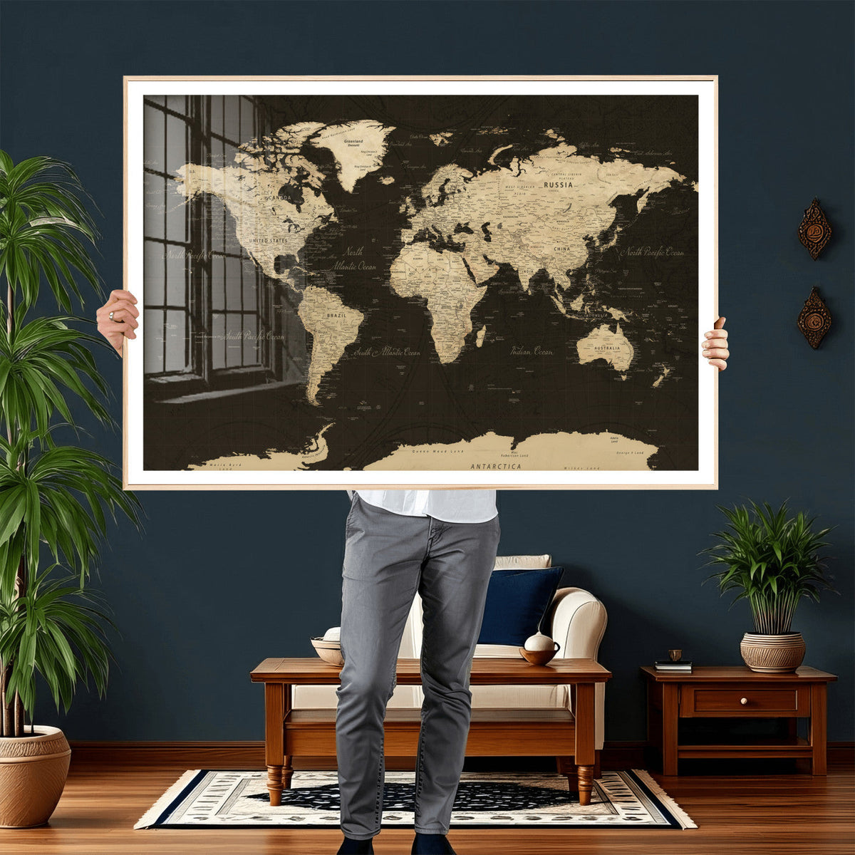 World Map Canvas Print – Framed World Map Wall Art for