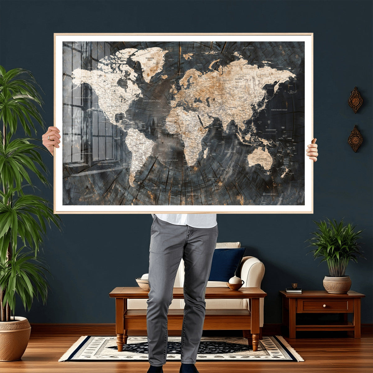 World Map Canvas Print – Detailed Map of the World Wall Art