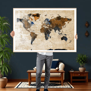 World Map Canvas Print – Framed Travel Map Wall Art for