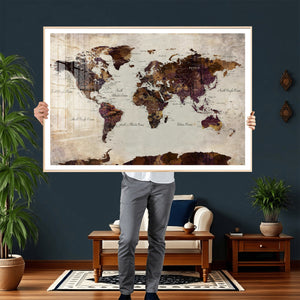 World Map Canvas Triptych – Colorful Global Wall Art for