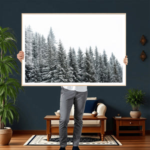 Misty Mountain Forest Canvas Print, Foggy Pine Trees Nature