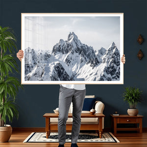 Snowy Mountain Range Canvas Print, Alpine Peaks Landscape