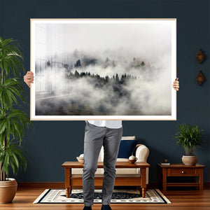 Foggy Forest Wall Art Canvas Print, Misty Pine Tree