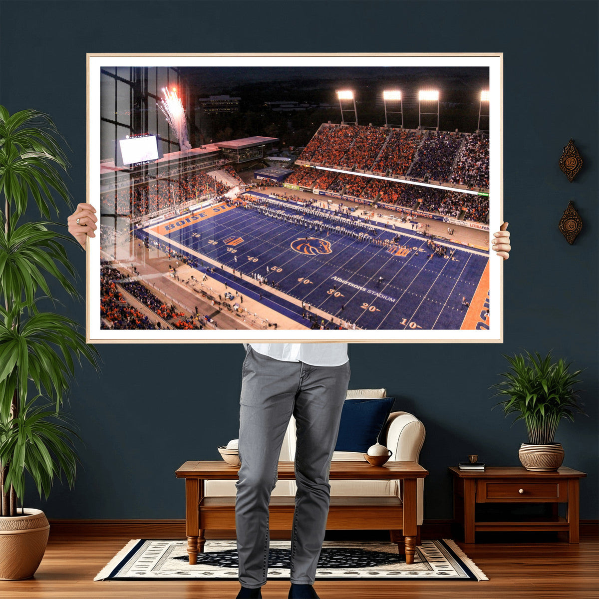 Boise State Stadium Large Wall Art Canvas Print for Living