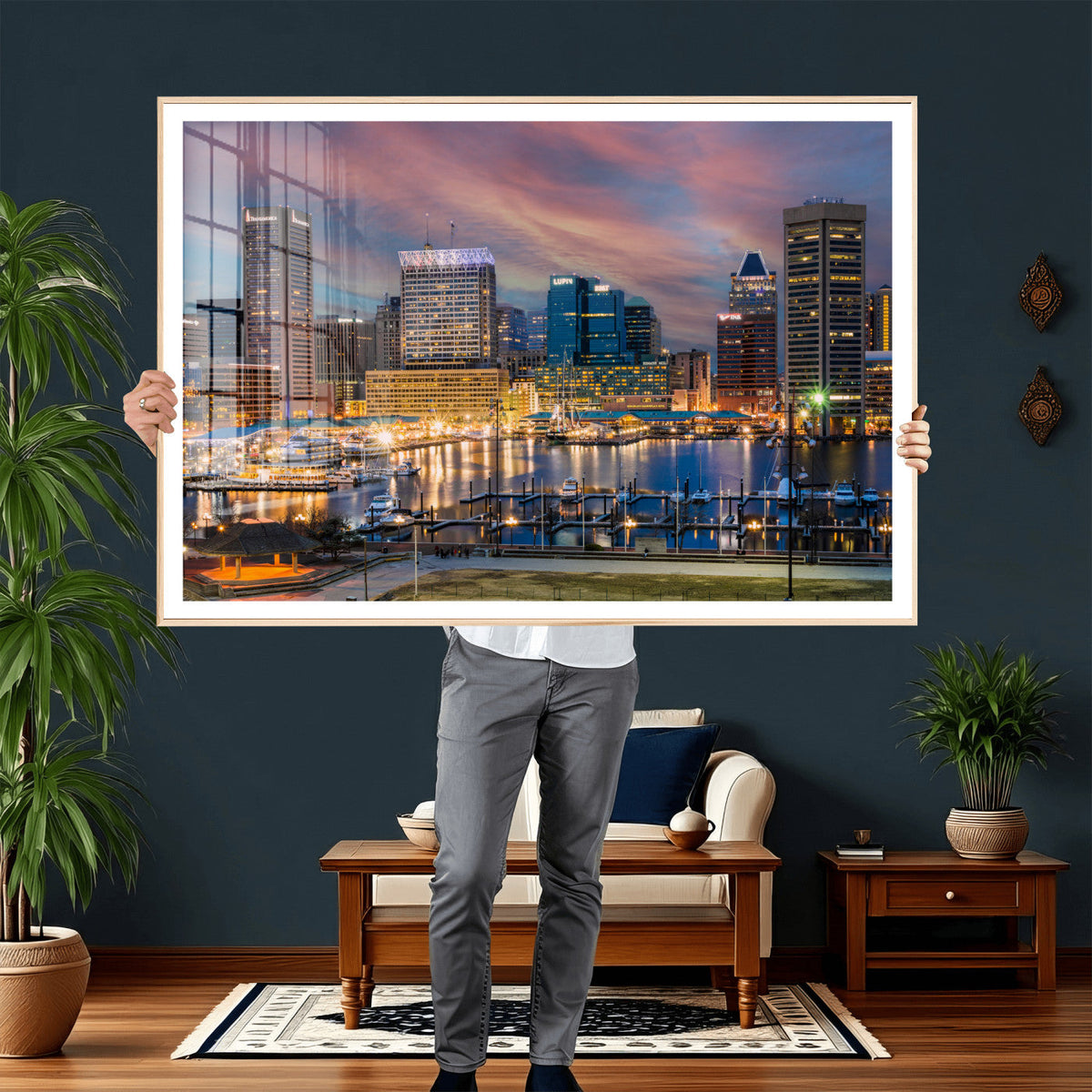 Baltimore Skyline Wall Art Canvas Print, Baltimore Downtown