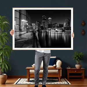 Boston Wall Art Canvas Print, Boston City Downtown Night
