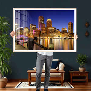 Boston Wall Art Canvas Print, Boston City Downtown Night