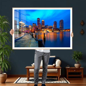Boston Wall Art Canvas Print, Boston City Downtown Night