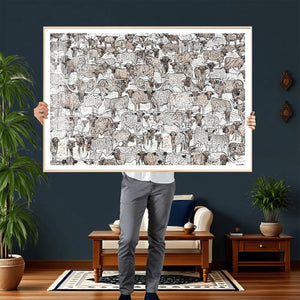 Abstract Texas Cow Wall Art Canvas Print - Farm Longhorn