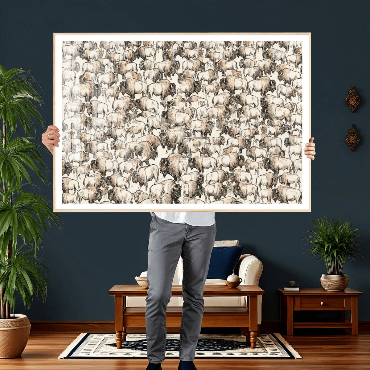 American Bison Canvas Print - Abstract Buffalo Wall Art