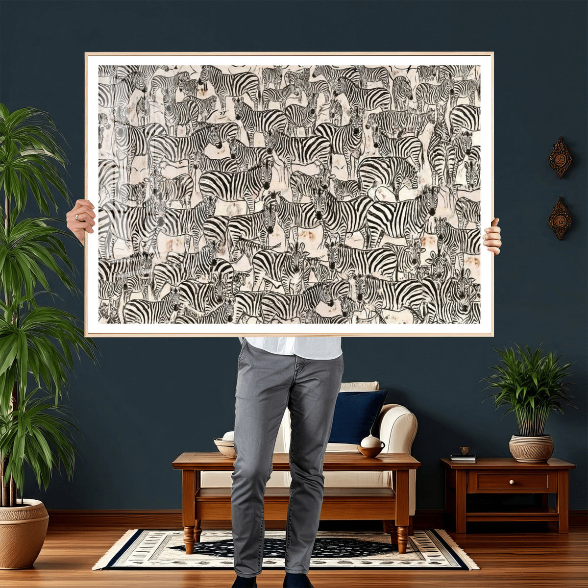 Abstract Zebra Wall Art Canvas Print for Farmhouse Decor