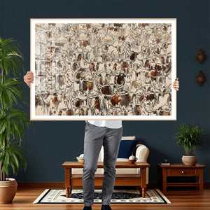 Abstract Longhorn Wall Art Canvas Print - Farm Animal