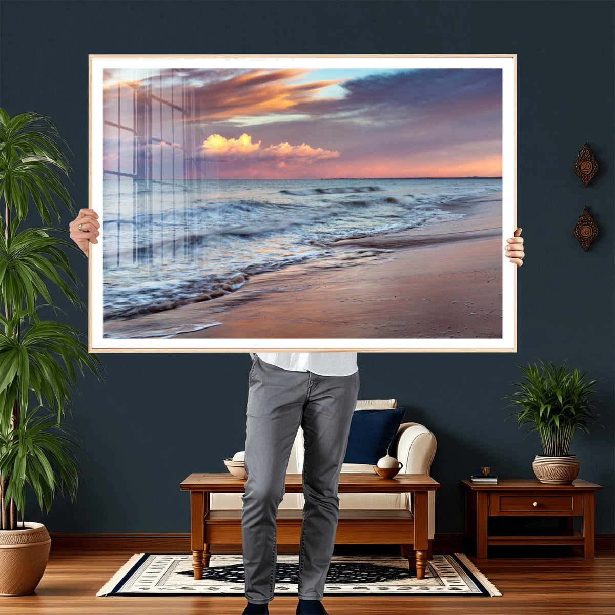 Ocean Sunset Wall Art Canvas Print – Coastal Beach