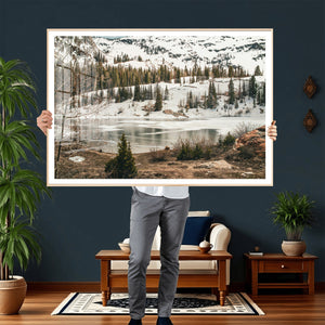 Snowy Mountain Landscape Wall Art Canvas Print, Alpine Pine