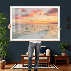 Sunset Beach Wall Art Canvas Print – Soft Coastal