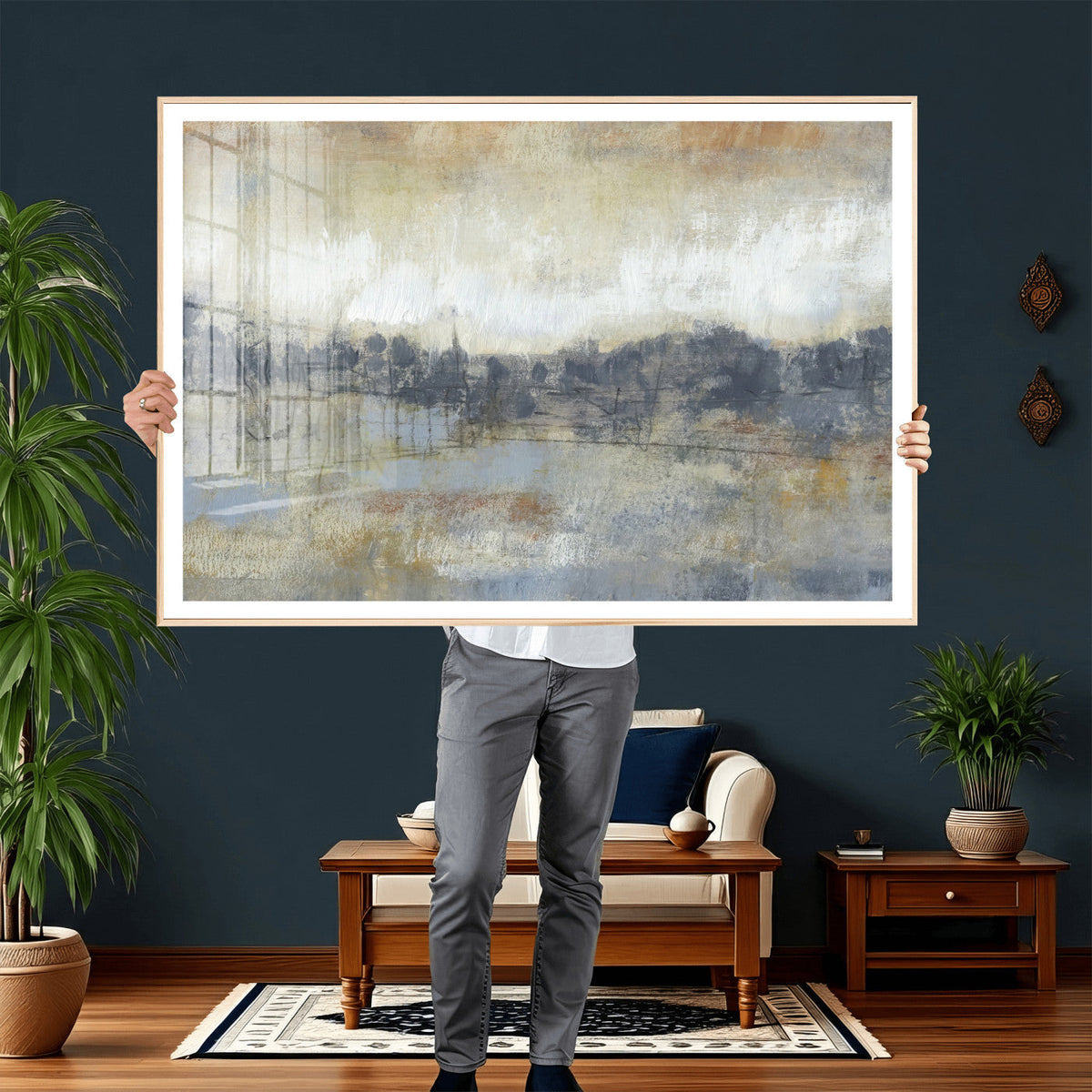 Abstract Neutral Landscape Painting Wall Art