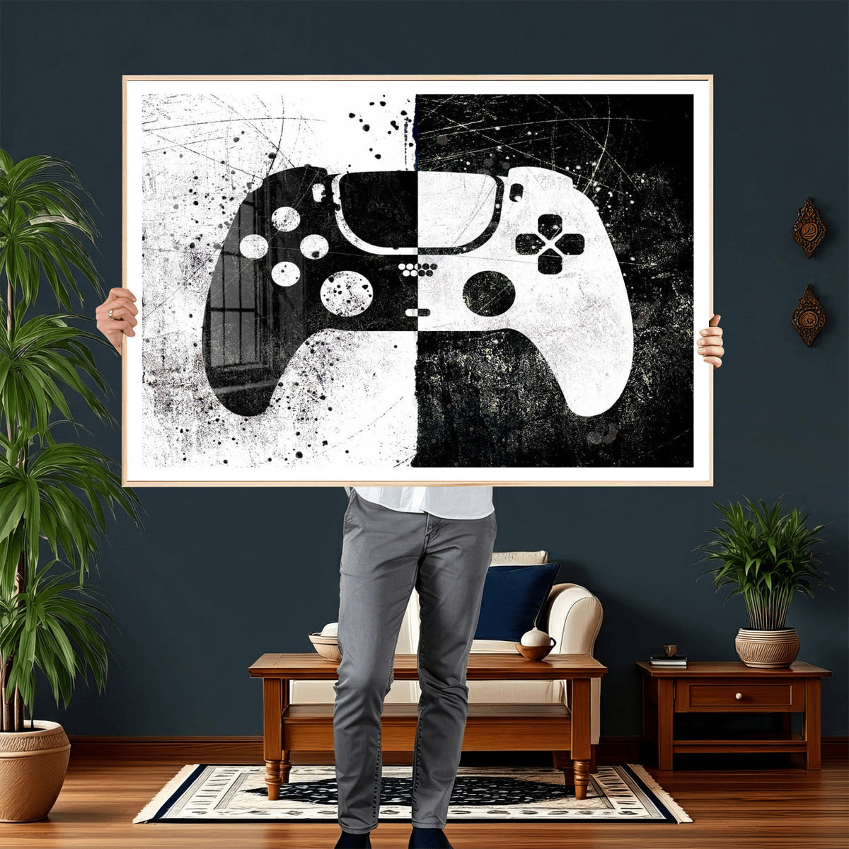 Abstract Gaming Controller Wall Art Canvas Print
