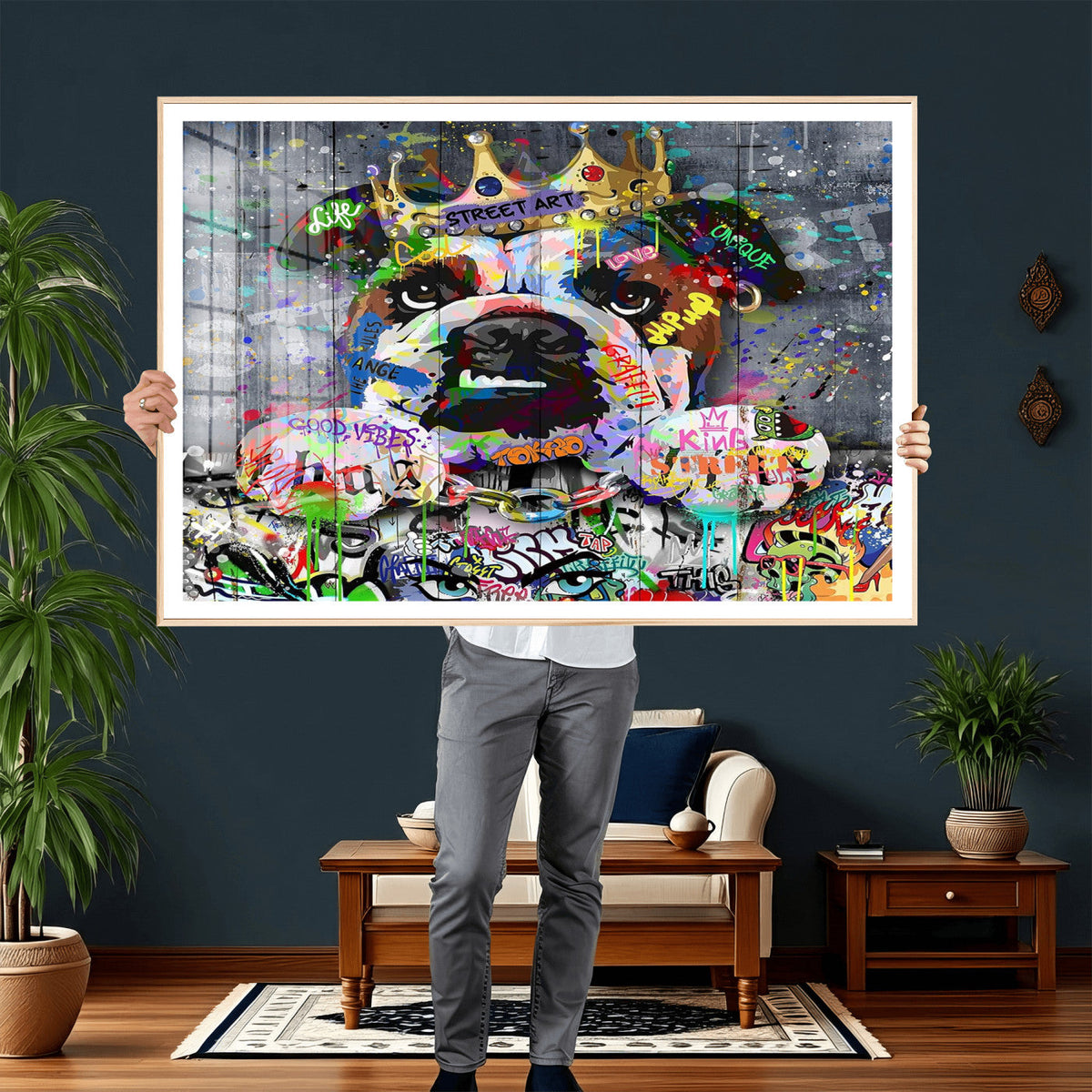 Graffiti Dog Wall Art Decor for Teen Bedroom - Abstract