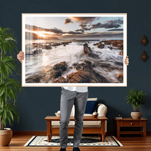 Rocky Coast Ocean Sunset Wall Art Canvas Print, Dramatic